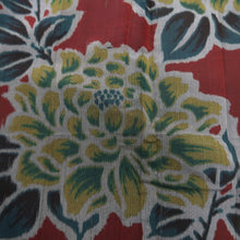 Load image into Gallery viewer, KK1373B7 Silk Kimono Fabric Vintage(1920-1950) Meisen Flower Wine red 86.2x13.0in(219x33cm)

