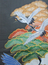 Load image into Gallery viewer, Tomesode Vintage(1920-1950) Black Crane Birds Silk #8124A4
