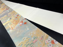 Load image into Gallery viewer, Fukuro Obi Gold Crane Birds Silk BB134W8
