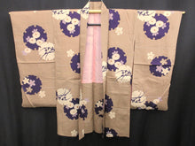 Load image into Gallery viewer, Haori Jacket Vintage(1920-1950) Sandy Brown Chrysanthemum Plum blossom Long Silk #7778K4
