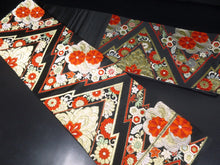 Load image into Gallery viewer, Fukuro Obi Vintage(1950-1980) Black Gold Chrysanthemum Bamboo leaf Silk BB31W2
