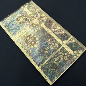 Fukuro Obi Black Gold Mukaibato Flower Silk BB227V3