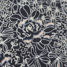 Load image into Gallery viewer, KK1143B3 Silk Kimono Fabric Vintage(1950-1980) Peony Black 100.4x11.4in(255x29cm)
