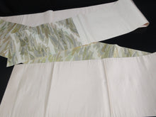 Load image into Gallery viewer, Fukuro Obi Vintage(1950-1980) Cream white Gold Shiny White Abstract art Wave Wind Silk BB114W7
