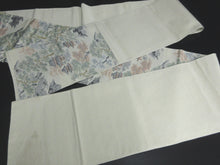 Load image into Gallery viewer, Fukuro Obi Vintage(1950-1980) Off whilte Zen Temple Silk BB74W5
