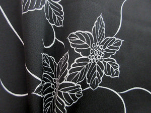 Haori Jacket Vintage(1950-1980) Black Flower Silk #7867L4