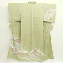 Load image into Gallery viewer, Kimono Pale Green Chrysanthemum Bellflower Camellia Silk #9361F5
