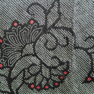 Haori Jacket Vintage(1950-1980) Black Full Shibori Flower Silk #9438G3