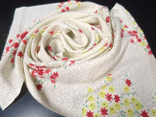 Load image into Gallery viewer, MKF#115 Silk Kimono Fabric Vintage(1950-1980) Maple Leaf Rinzu Cream white 59.1x13.0in(150x33cm)

