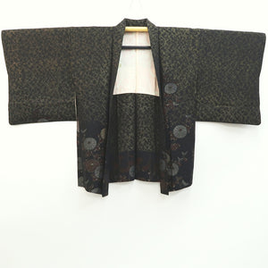 Haori Jacket Vintage(1950-1980) Black Gold Chrysanthemum Silk #9570H3