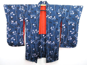Haori Jacket Vintage(1920-1950) Midnight Blue Flower #132