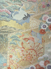 Load image into Gallery viewer, Fukuro Obi Gold Crane Birds Silk BB134W8
