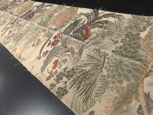 Load image into Gallery viewer, BB8296AE Silk Obi Fabric Vintage(1920-1950) Phoenix Birds Beige Green 114.2x11.8in(290x30cm)
