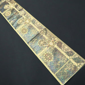 Fukuro Obi Black Gold Mukaibato Flower Silk BB227V3