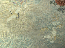 Load image into Gallery viewer, Fukuro Obi Gold Crane Birds Silk BB134W8
