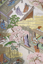 Load image into Gallery viewer, Fukuro Obi Vintage(1950-1980) Gold Pink Green Heian Princess Silk BB169W2
