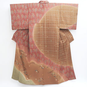 Kimono Brown Reddish Brown Wisteria Maple Leaf Silk #9339F3