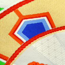 Load image into Gallery viewer, Fukuro Obi Vintage(1950-1980) White Gold Silver Genjiguruma Himo Silk BB255V5
