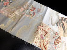 Load image into Gallery viewer, BB8220AA Silk Obi Fabric Vintage(1950-1980) Bird Plum Blossom Blue 108.3x12.2in(275x31cm)
