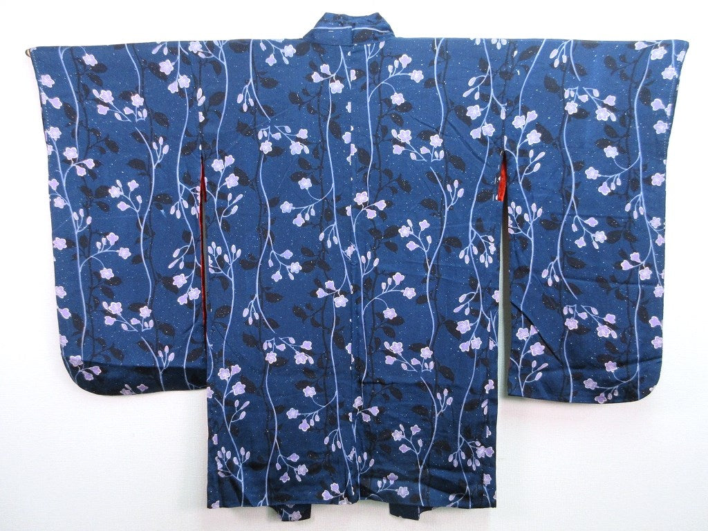 Haori Jacket Vintage(1920-1950) Midnight Blue Flower #132 Haori Jacket Vintage(1920-1950) Midnight Blue Flower #132