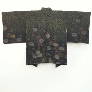 Haori Jacket Vintage(1950-1980) Black Gold Chrysanthemum Silk #9570H3