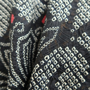 Haori Jacket Vintage(1950-1980) Black Full Shibori Flower Silk #9438G3