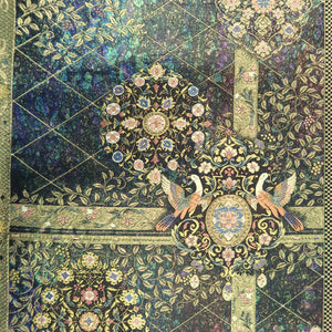 Fukuro Obi Black Gold Mukaibato Flower Silk BB227V3