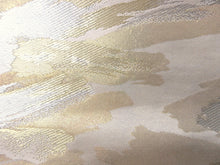 Load image into Gallery viewer, Fukuro Obi Vintage(1950-1980) Cream white Gold Shiny White Abstract art Wave Wind Silk BB114W7
