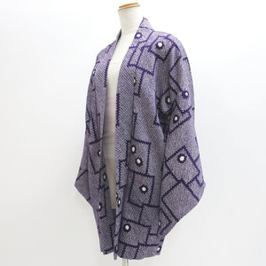 Haori Jacket Vintage(1950-1980) Purple Shibori Cards Silk #9174D5