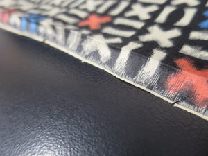 MKF#138 Silk Kimono Fabric Vintage(1920-1950) Meisen White Black 63.8x13.4in(162x34cm)