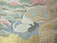 Load image into Gallery viewer, Fukuro Obi Gold Crane Birds Silk BB134W8
