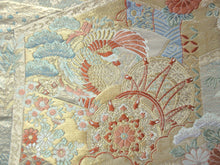 Load image into Gallery viewer, Fukuro Obi Gold Crane Birds Silk BB134W8
