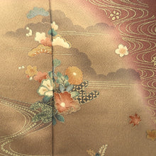 Load image into Gallery viewer, Kimono Brown Reddish Brown Wisteria Maple Leaf Silk #9339F3
