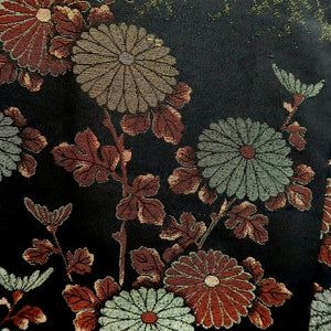 Haori Jacket Vintage(1950-1980) Black Gold Chrysanthemum Silk #9570H3