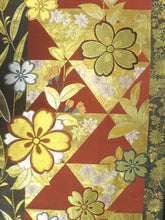 Load image into Gallery viewer, Fukuro Obi Gold Vermillion Cherry Blossom Silk BB12W1
