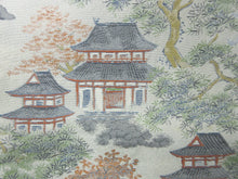 Load image into Gallery viewer, Fukuro Obi Vintage(1950-1980) Off whilte Zen Temple Silk BB74W5
