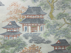Fukuro Obi Vintage(1950-1980) Off whilte Zen Temple Silk BB74W5
