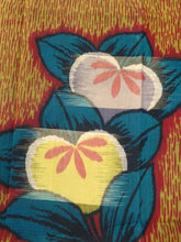 Load image into Gallery viewer, MKF#221 Silk Kimono Fabric Vintage(1920-1950) Flower Yellow brown 55.9x13.0in(142x33cm)

