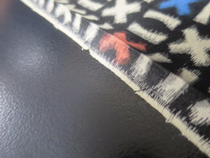 MKF#138 Silk Kimono Fabric Vintage(1920-1950) Meisen White Black 63.8x13.4in(162x34cm)