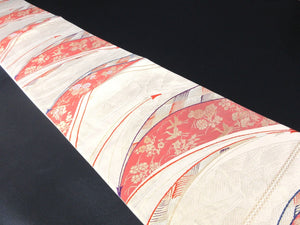 Fukuro Obi Gold White Crane Birds Silk BB135W8