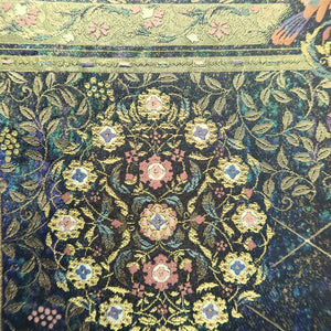 Fukuro Obi Black Gold Mukaibato Flower Silk BB227V3
