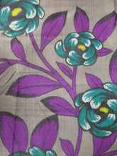Load image into Gallery viewer, MKF#205 Silk Kimono Fabric Vintage(1920-1950) Meisen Flower Gray 52.4x13.8in(133x35cm)
