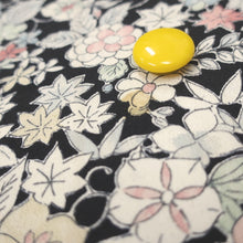 Load image into Gallery viewer, KK985B1 Silk Kimono Fabric Vintage(1950-1980) Maple Leaf Chrysanthemum Black 57.1x12.6in(145x32cm)
