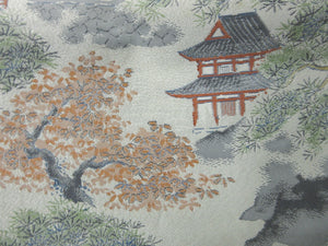 Fukuro Obi Vintage(1950-1980) Off whilte Zen Temple Silk BB74W5
