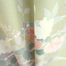 Load image into Gallery viewer, Kimono Pale Green Chrysanthemum Bellflower Camellia Silk #9361F5
