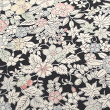 Load image into Gallery viewer, KK985B1 Silk Kimono Fabric Vintage(1950-1980) Maple Leaf Chrysanthemum Black 57.1x12.6in(145x32cm)
