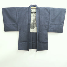Load image into Gallery viewer, Men&#39;s Haori Vintage(1950-1980) Blue Black Landscape Silk #9389G1
