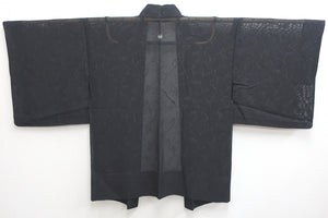 Haori Jacket Vintage(1950-1980) Black See-Through Abstract art Silk #8760A1