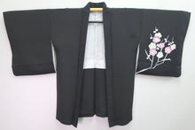 Load image into Gallery viewer, Haori Jacket Vintage(1950-1980) Black Plum blossom Branch Silk #8369D1
