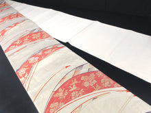 Load image into Gallery viewer, Fukuro Obi Gold White Crane Birds Silk BB135W8
